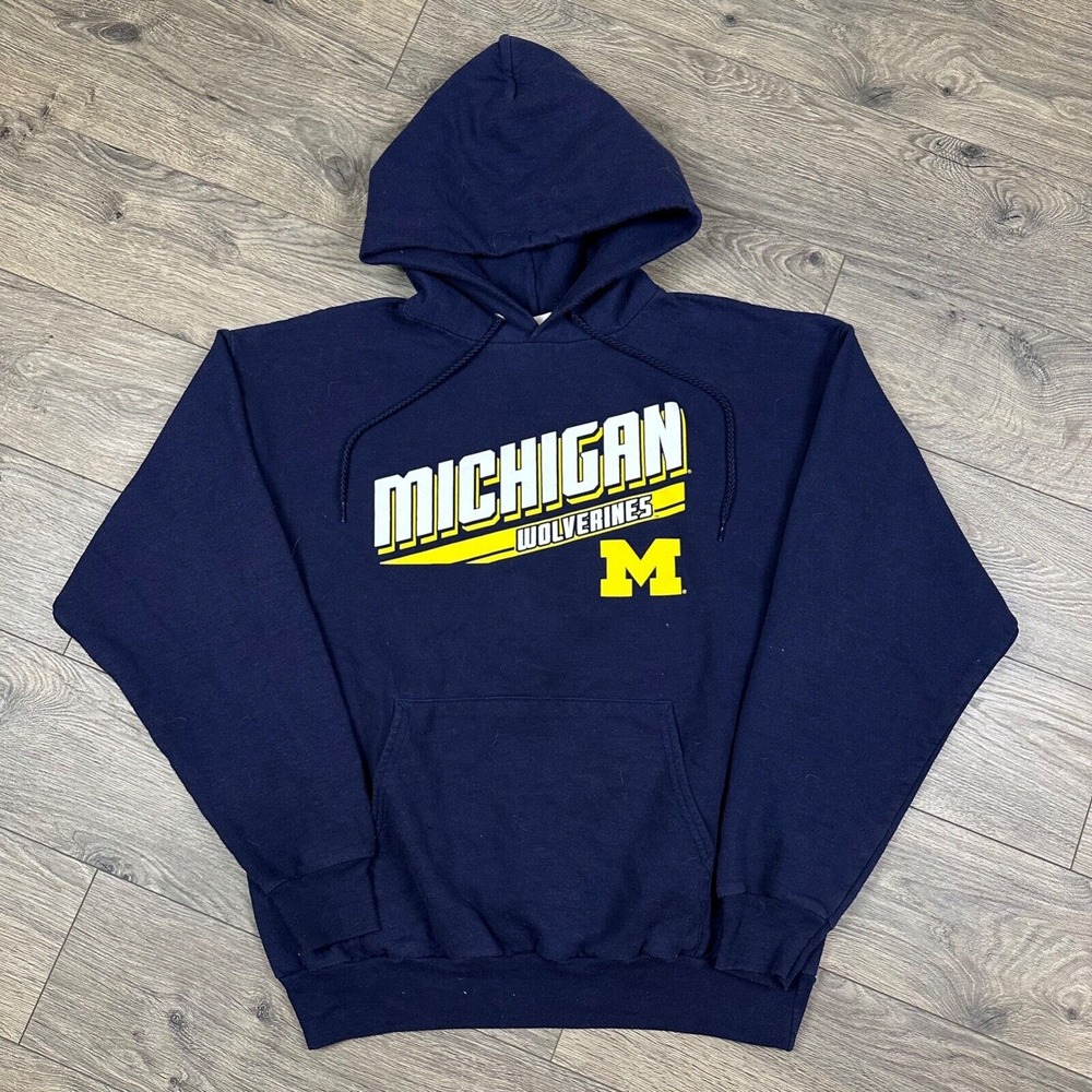 Michigan Wolverines Sweatshirt Adult Large Navy Blue Hoodie UofM